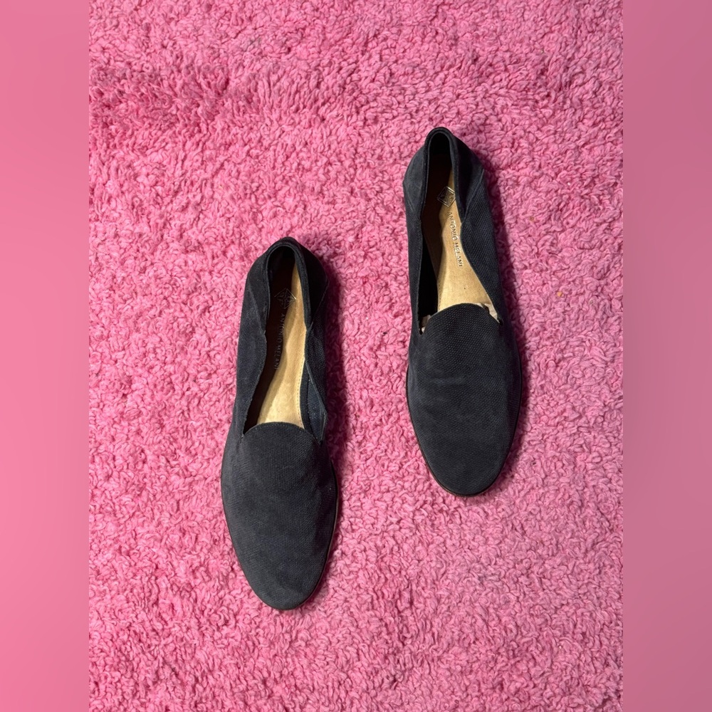 Antonio Melani leather suede flats loafers Gigi Ballet Flats Loafer Blue Suede